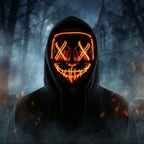 Masque LED néon rouge porté de nuit